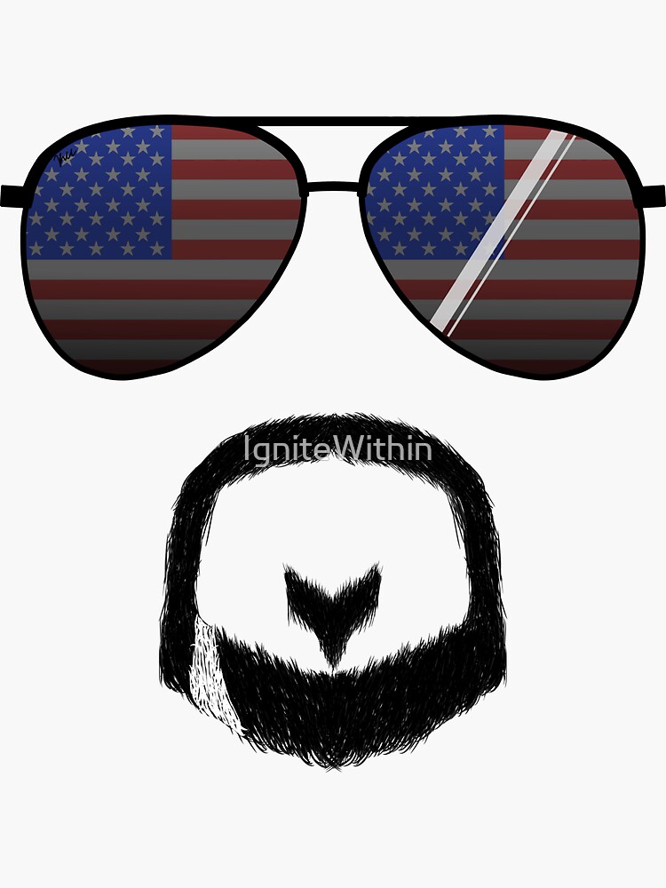 “American Flag Aviators and Goatee” Sticker for Sale by IgniteWithin