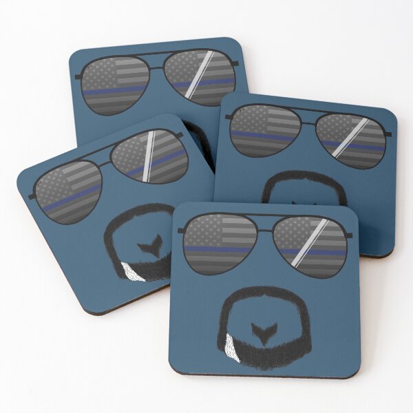 Item preview, Thin Blue Line American Flag Aviators and Goatee designed and sold by IgniteWithin.
