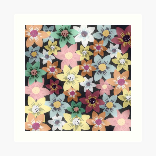 Floral Pattern of Colored Scarlet Pimpernel Flowers Art Print