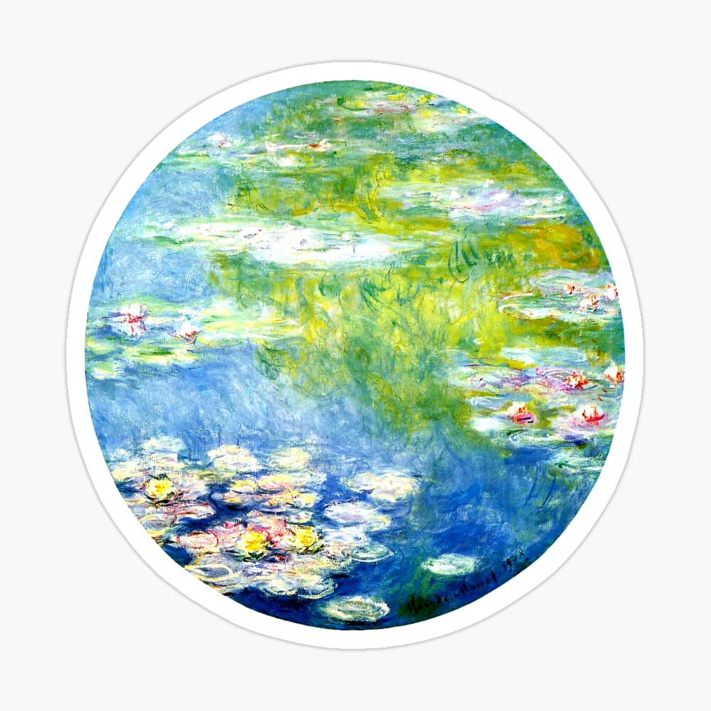 The Waterlilies With Signature Round Les Nympheas De Claude Monet Poster By Gascondi Redbubble