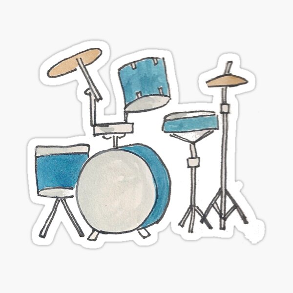 Drum Kit Original Watercolor Illustration Sticker