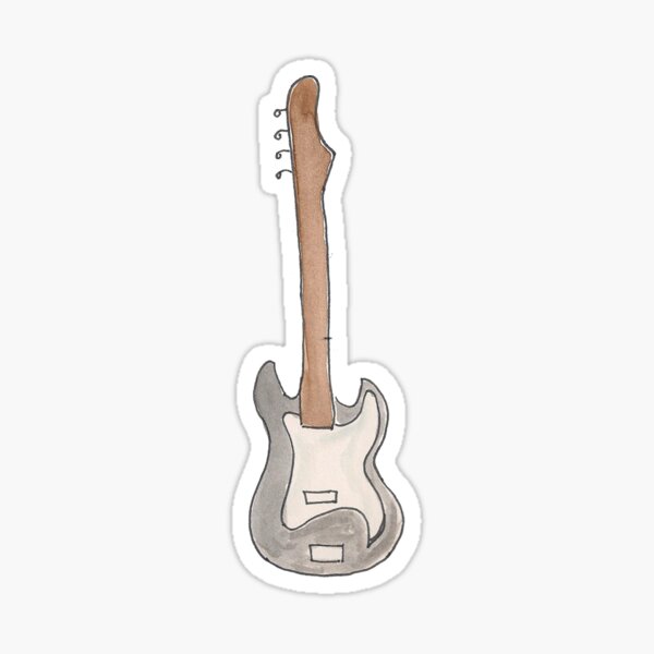 Bass Guitar Original Watercolor Illustration Sticker