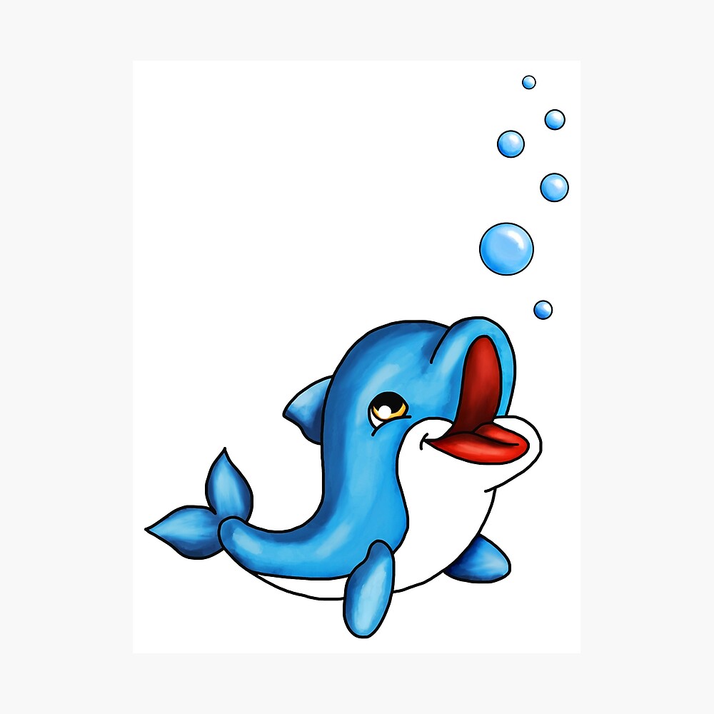 Cute Baby Dolphin Poster By Oliviaossege Redbubble