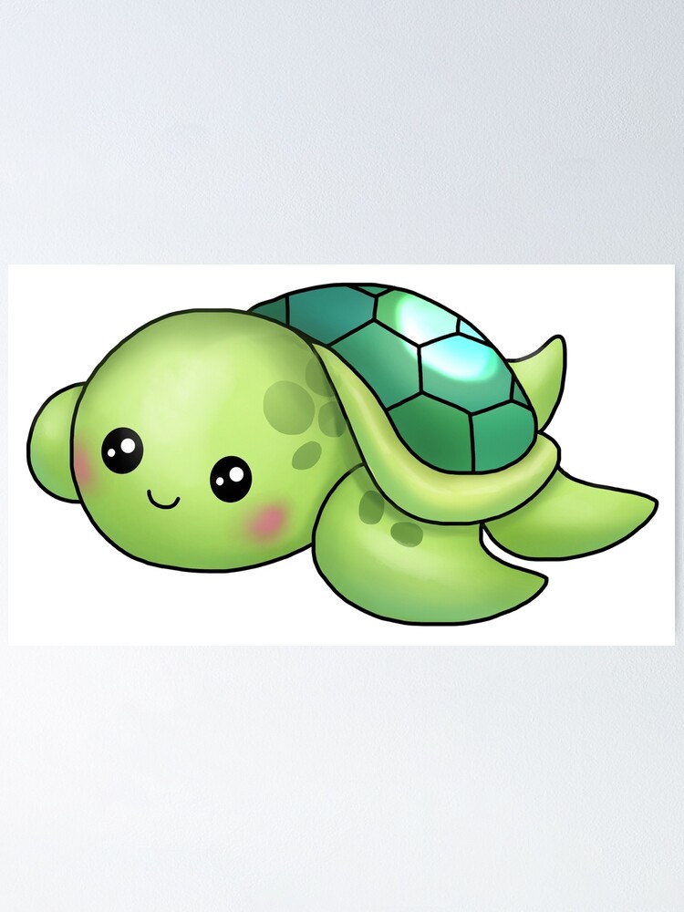 Baby Turtle Poster By Oliviaossege Redbubble