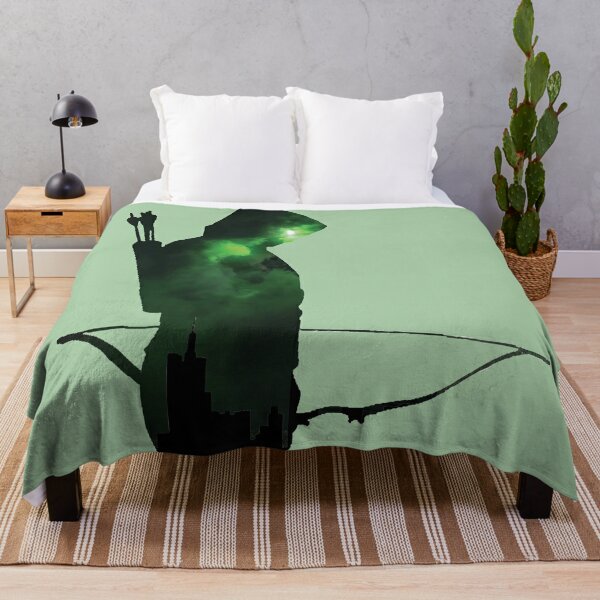 Green Arrow Silhouette  Throw Blanket