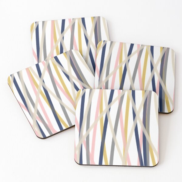 Item preview, Ribbon Abstract in Mustard Yellow, Blush Pink, Navy Blue, Grey, Almond, and White. Minimalist Modern designed and sold by kierkegaard.