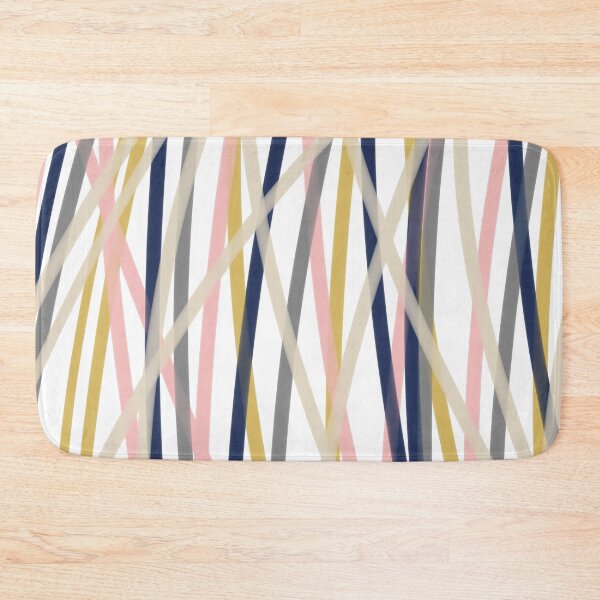 Item preview, Ribbon Abstract in Mustard Yellow, Blush Pink, Navy Blue, Grey, Almond, and White. Minimalist Modern designed and sold by kierkegaard.