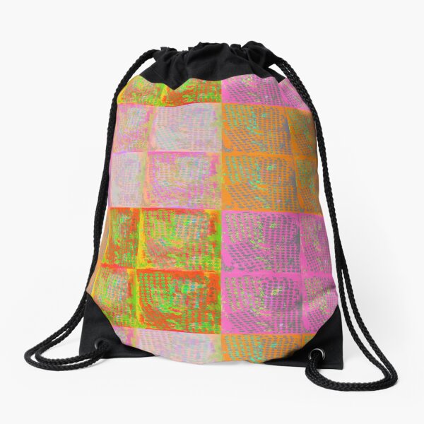 Floral tile collage Drawstring Bag
