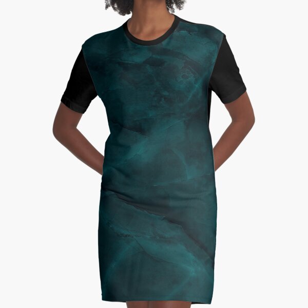 Dark Turquoise Marble Graphic T-Shirt Dress