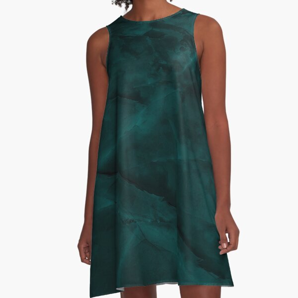 Dark Turquoise Marble A-Line Dress