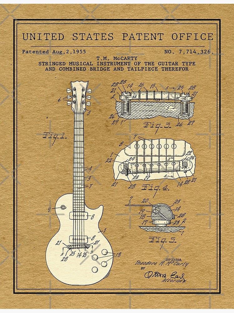 "United States Office Patent 1955 McCarty Gibson Les Paul EGuitar