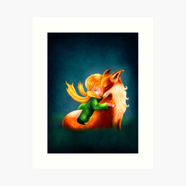 Illustration of a Little Boy and the Fox Kunstdruck