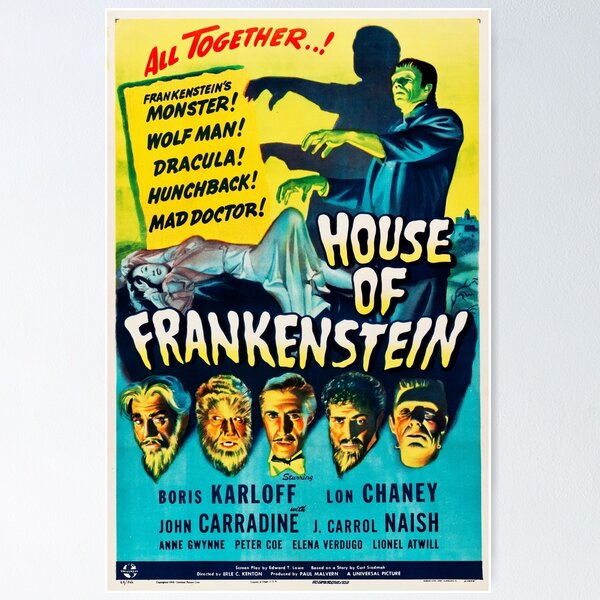 Artikel-Vorschau von Haus von Frankenstein B Horrorfilmplakat Vintage Movie, designt und verkauft von retroposters.