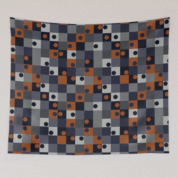 Item preview, Navy & rust squares & circles  designed and sold by BlertaDK.