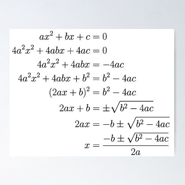 Item preview, Quadratic Formula Derivation designed and sold by MathShirts.