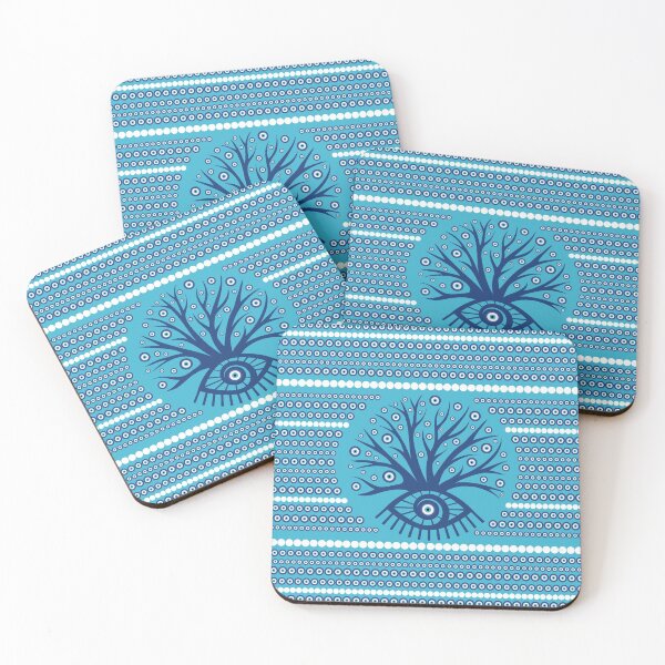 Item preview, Greek Eye Tree - Mati Mataki on sky blue designed and sold by k9printart.