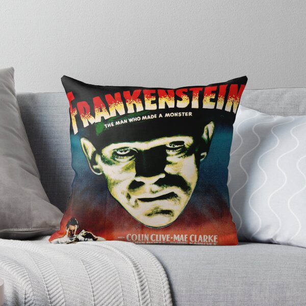 FRANKENSTEIN Original Horror Show Hollywood Vintage Movie Throw Pillow