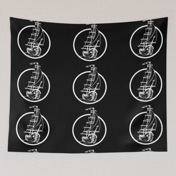 Item preview, Boat ship in circle in white, anglers designed and sold by shurikaner.