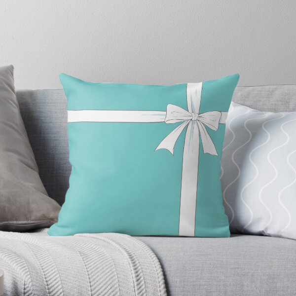 Tiffany Blue &White Ribbon Throw Pillow