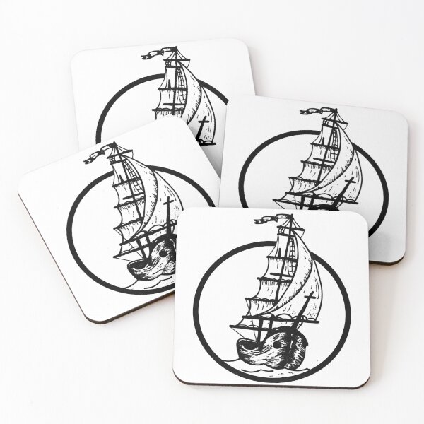 Item preview, Boat ship in circle in black, angler designed and sold by shurikaner.