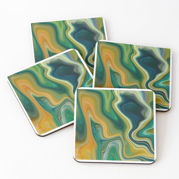 Item preview, Abstract Fluid Painting Marble Pattern Green Yellow Blue designed and sold by Patricia Piotrak.