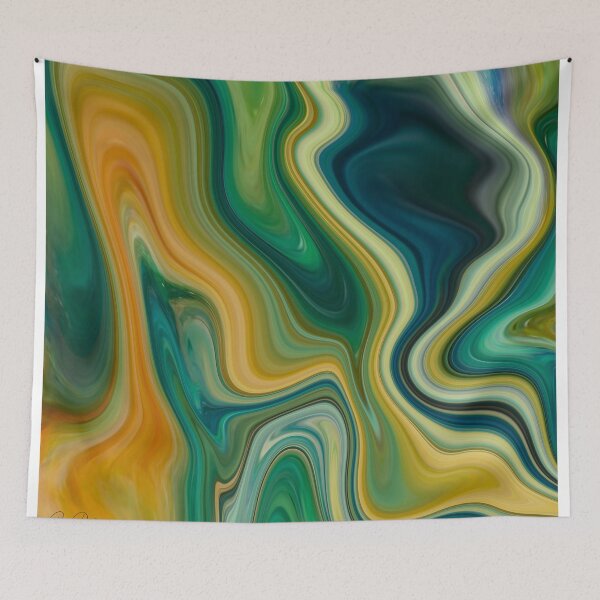Item preview, Abstract Fluid Painting Marble Pattern Green Yellow Blue designed and sold by Patricia Piotrak.