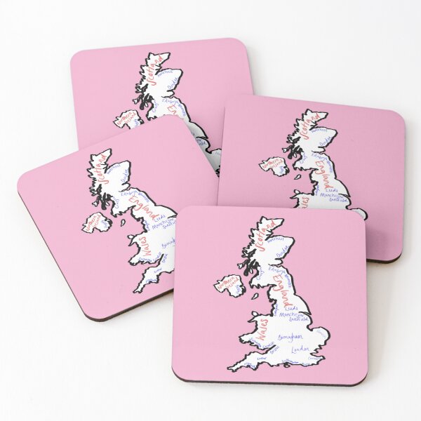 Item preview, UK Map in Cities - Millennial Pink designed and sold by TheCreativeHub.