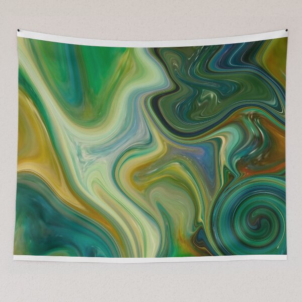 Item preview, Abstract Fluid Painting Marble Pattern Green Yellow Blue designed and sold by Patricia Piotrak.