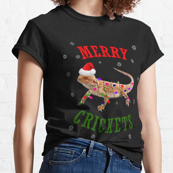 Funny Bearded Dragon Christmas Tshirt Merry Crickets Gift Classic T-Shirt