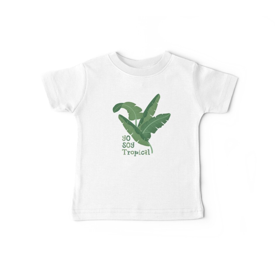 Camiseta para bebés «Hojas de Bananas - Fondo Rosa Rubor» de miavaldez