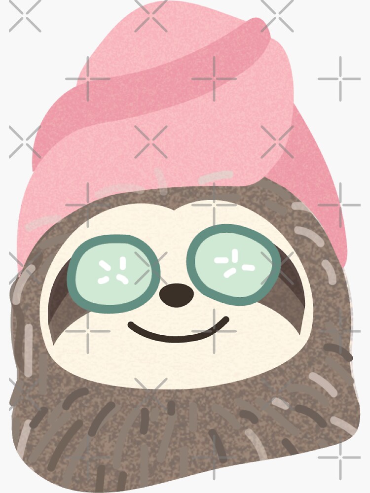 "Self Care Sloth doing a Pamper Facial, Slothspirations" Sticker for