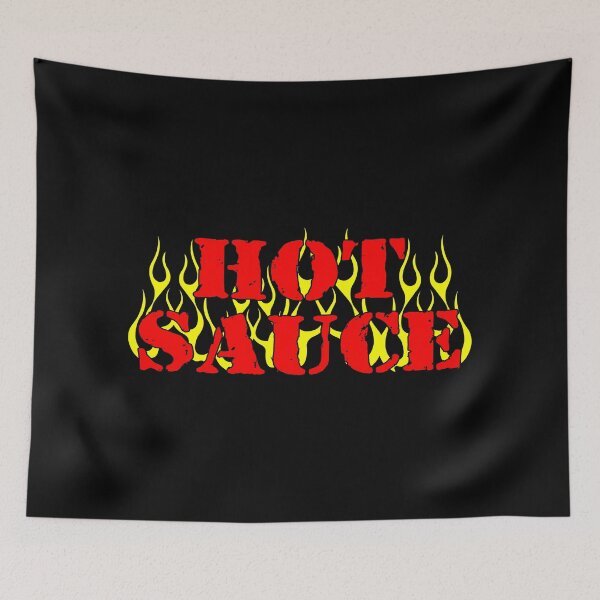 Item preview, hot sauce with flames, hot sauce lover, hot sauce eater, cool hot sauce design designed and sold by baingraphics.