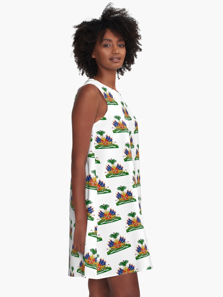 Haiti Emblem Coat Of Arms Flag Symbol L'union Fait La Force | A-Line Dress