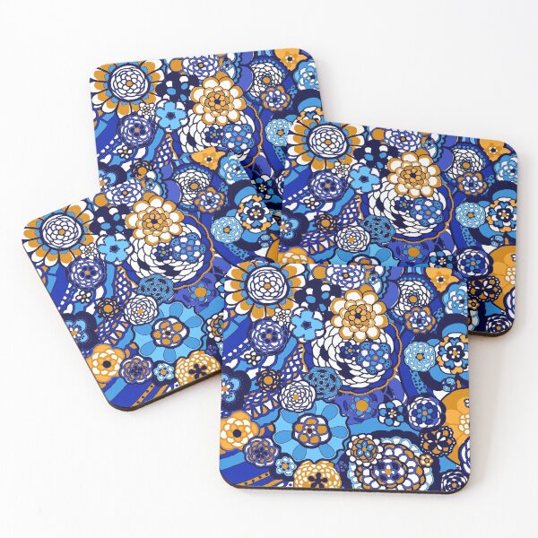 Item preview, Blue and Gold Floral Pattern Gorgeousness designed and sold by Clare Wuellner.