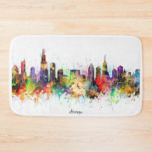chicago skyline Bath Mat
