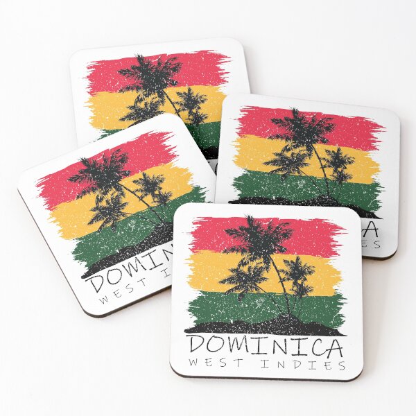 Item preview, Dominica Colours in Background of Palm silhouette designed and sold by IdentiTee Studios.