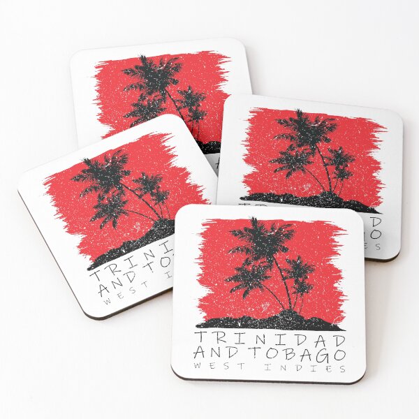 Item preview, Trinidad and Tobago National Colours in Background of Palm silhouette designed and sold by IdentiTee Studios.