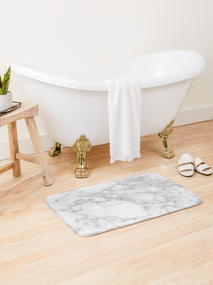 Thumbnail 1 of 6, Bath Mat, White marble designed and sold by LaPetiteBelette.