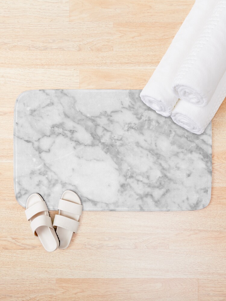 Thumbnail 2 of 6, Bath Mat, White marble designed and sold by LaPetiteBelette.