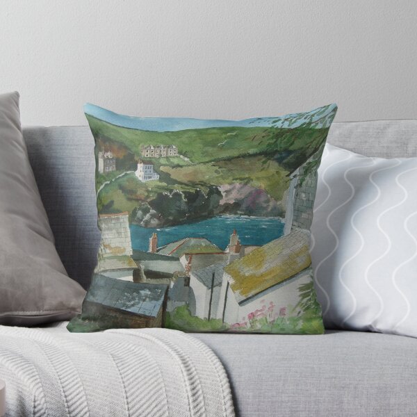 "Down to the Sea" - Port Isaac, Cornwall Throw Pillow