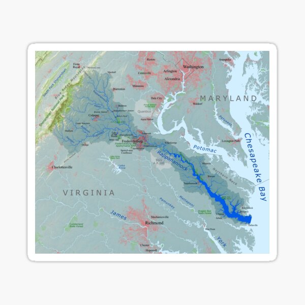 Rappahannock River Watershed Map Sticker