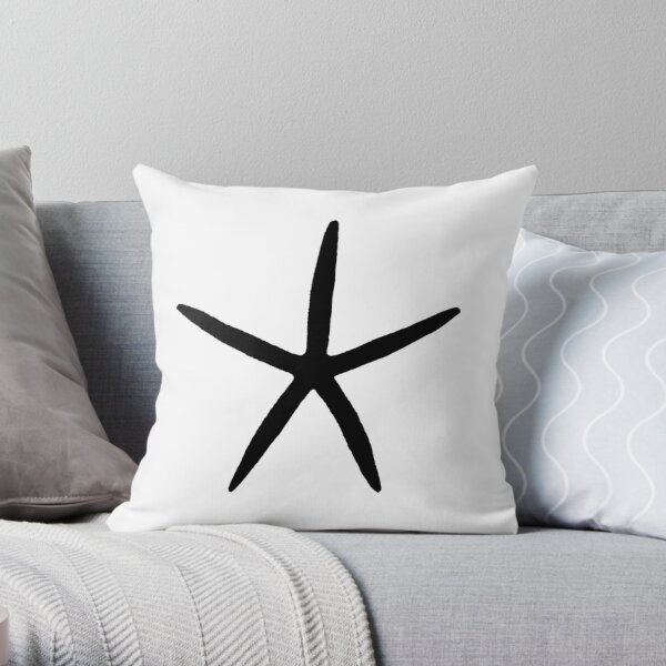 Starfish. Clean Minimalist Monochrome Coastal Design in Black and White Throw Pillow