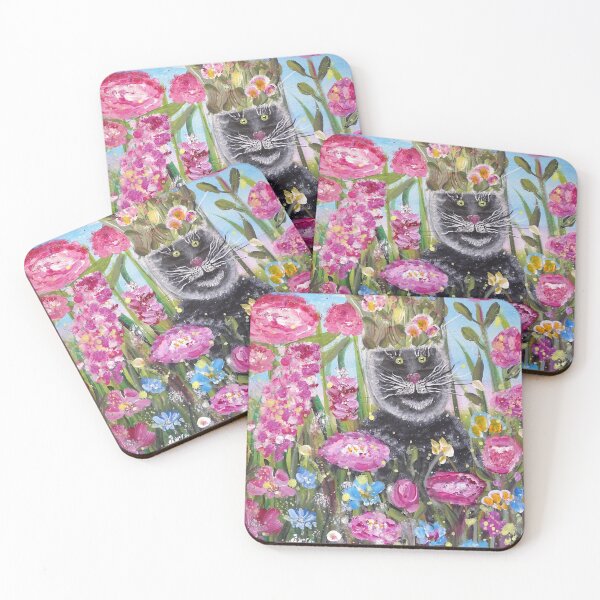 Item preview, Camouflaged cat in a flower bed designed and sold by Evelynejoyofart.