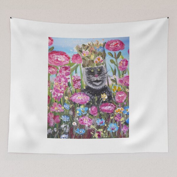 Item preview, Camouflaged cat in a flower bed designed and sold by Evelynejoyofart.