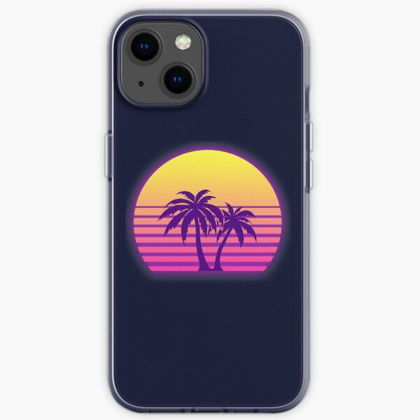 Synthwave Sun Palm Trees iPhone Soft Case