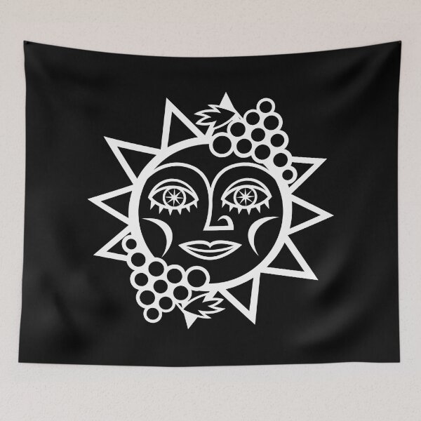 Item preview, Original Sun with Farm Harvest Vineyard Grapes Design for Wine Lovers (inverted/negative B/W) designed and sold by wariana.