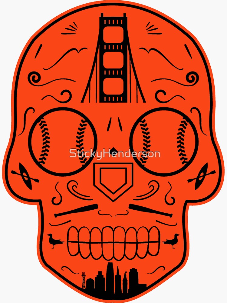 San Francisco Baseball Sugar Skull Sticker for Sale by StickyHenderson