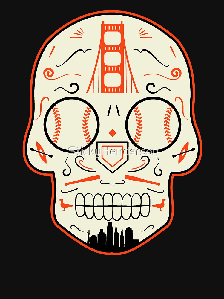San Francisco Baseball Sugar Skull Sticker for Sale by StickyHenderson