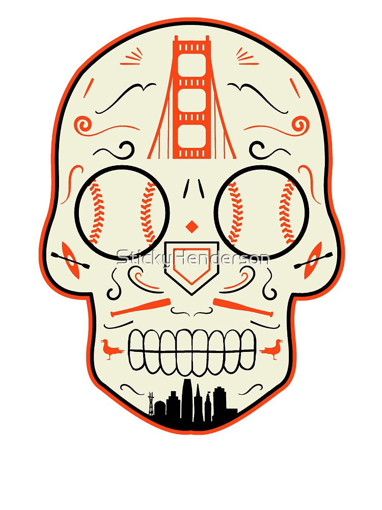 San Francisco Baseball Sugar Skull Kids T-Shirt for Sale by