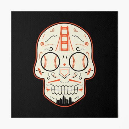 San Francisco Baseball Sugar Skull Art Board Print for Sale by